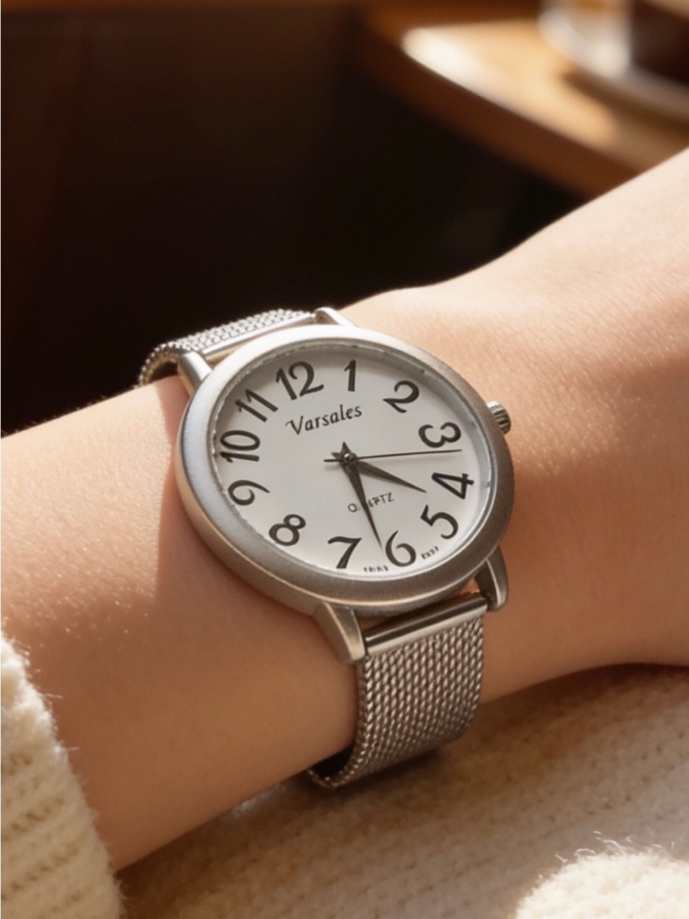 Silver Unisex Varsales Mesh Band Watch